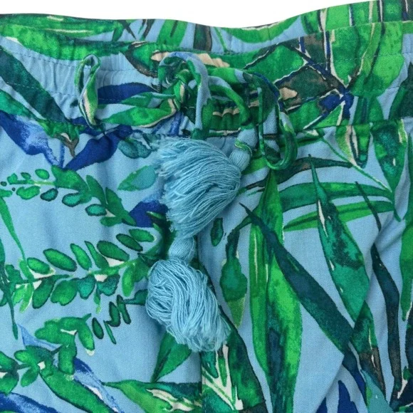 J.Jill Womens Medium Petite MP Tropical Leaf Print Rayon Drawstring‎ Shorts - Picture 6 of 16